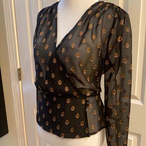 Black and gold sheer blouse